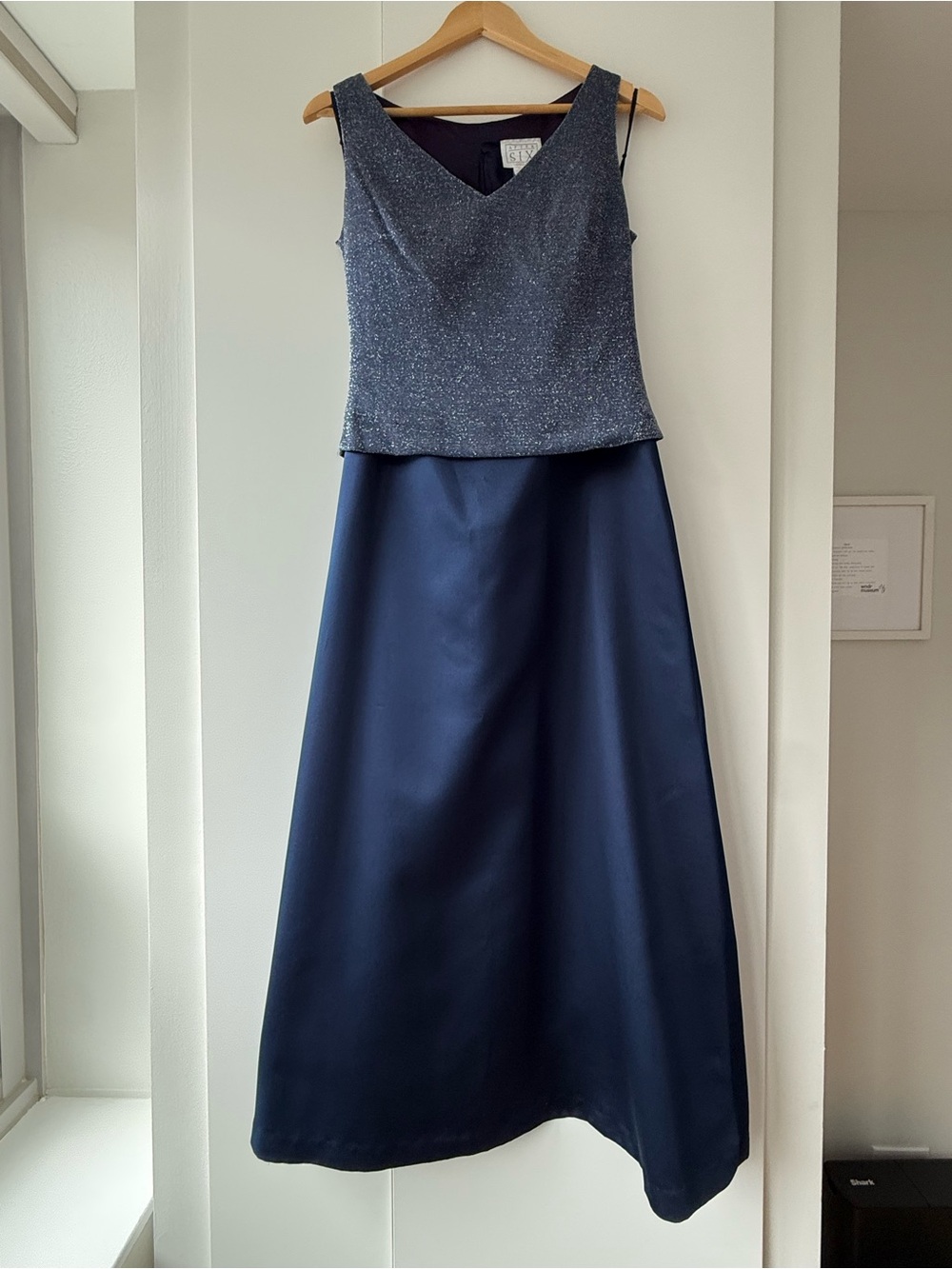After Six Navy Sparkle Bodice and Silk Skirt - size 10